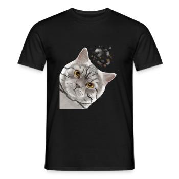 Curieux Tabby British Shorthair Cat - T-shirt homme - noir - Devant - AI Model Male 178 light (178cm)