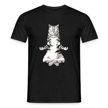 Drôle de Yoga Tabby British Shorthair Cat - T-shirt homme - noir - Devant - AI Model Male 178 light (178cm)