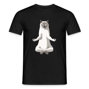 Funny Yoga Colourpoint British Shorthair Cat - Men's T-Shirt - black - Front - AI Model Male 178 light (178cm)
