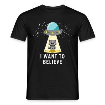 Croyez UFO Chats T-shirt - T-shirt homme - noir - Devant - AI Model Male 178 light (178cm)