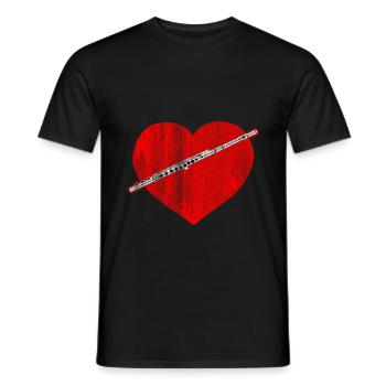 Music flute passion - Men's T-Shirt - black - Front - AI Model Male 178 light (178cm)