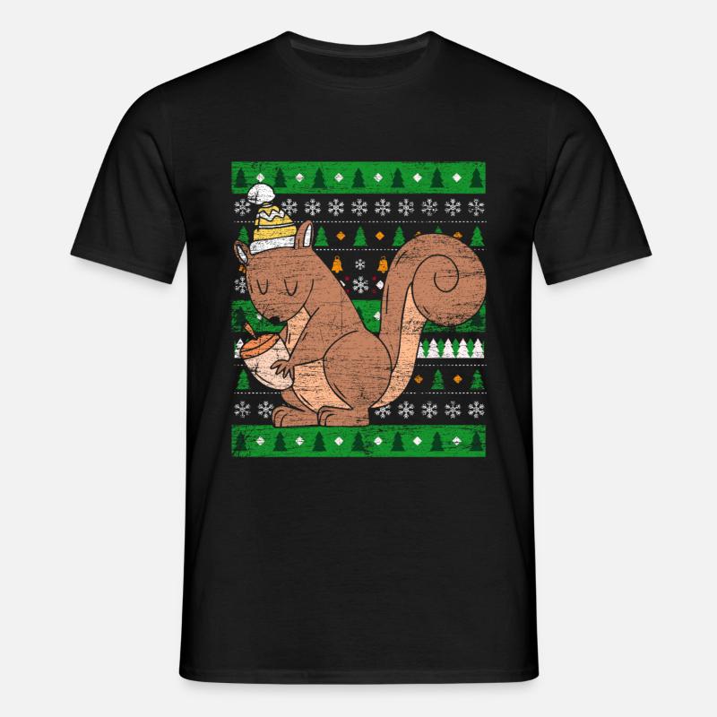 Grim jul egern - T-shirt til herrer - sort