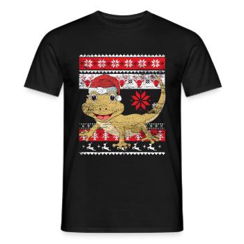 Gecko Ugly Christmas - T-shirt homme - noir - Devant - AI Model Male 178 light (178cm)