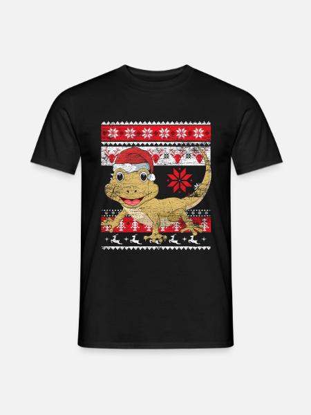 Gecko Ugly Christmas - Men's T-Shirt - black