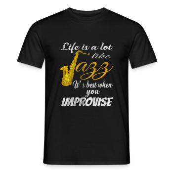 Jazz Vie - T-shirt homme - noir - Devant - AI Model Male 178 light (178cm)