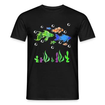Aquarium sea creatures - Men's T-Shirt - black - Front - AI Model Male 178 light (178cm)