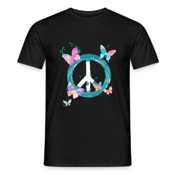 Papillons de signe de paix - T-shirt homme - noir - Devant - AI Model Male 178 light (178cm)