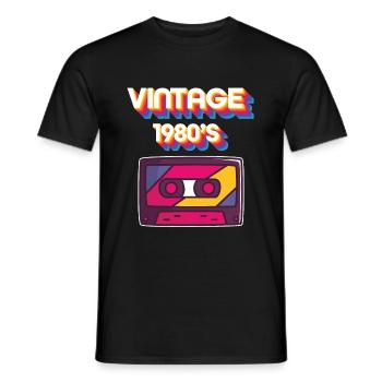 Music 80s - Men's T-Shirt - black - Front - AI Model Male 178 light (178cm)