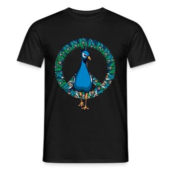 Pfau Friedenszeichen - Männer T-Shirt - Schwarz - Vorne - AI Model Male 178 light (178cm)