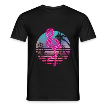 Flamingo Miami - Men's T-Shirt - black - Front - AI Model Male 178 light (178cm)