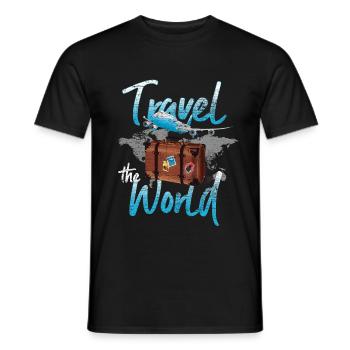 Carte du monde de voyage - T-shirt homme - noir - Devant - AI Model Male 178 light (178cm)