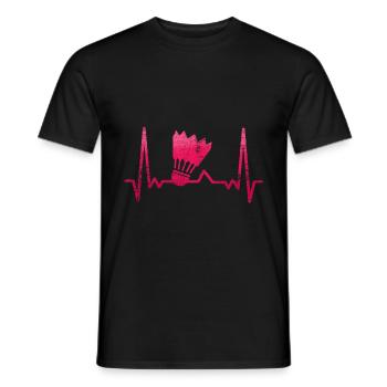Badminton Herzschlag - Männer T-Shirt - Schwarz - Vorne - AI Model Male 178 light (178cm)