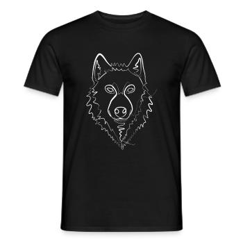 Wolf Shepherd - one line drawing - Men's T-Shirt - black - Front - AI Model Male 178 light (178cm)