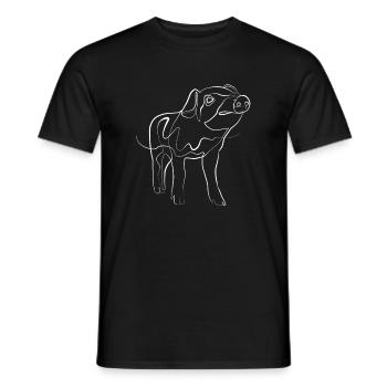 Piglet animal motif - one line drawing - Men's T-Shirt - black - Front - AI Model Male 178 light (178cm)