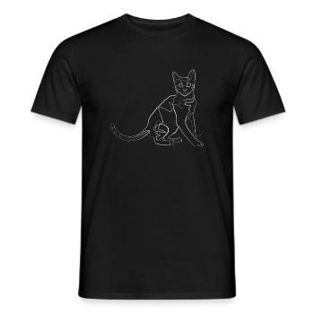 Cat animal motif - one line drawing - Men's T-Shirt - black - Front - AI Model Male 178 light (178cm)