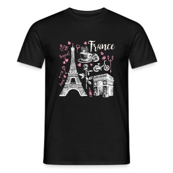 Frankreich Symbole Eiffelturm - Männer T-Shirt - Schwarz - Vorne - AI Model Male 178 light (178cm)