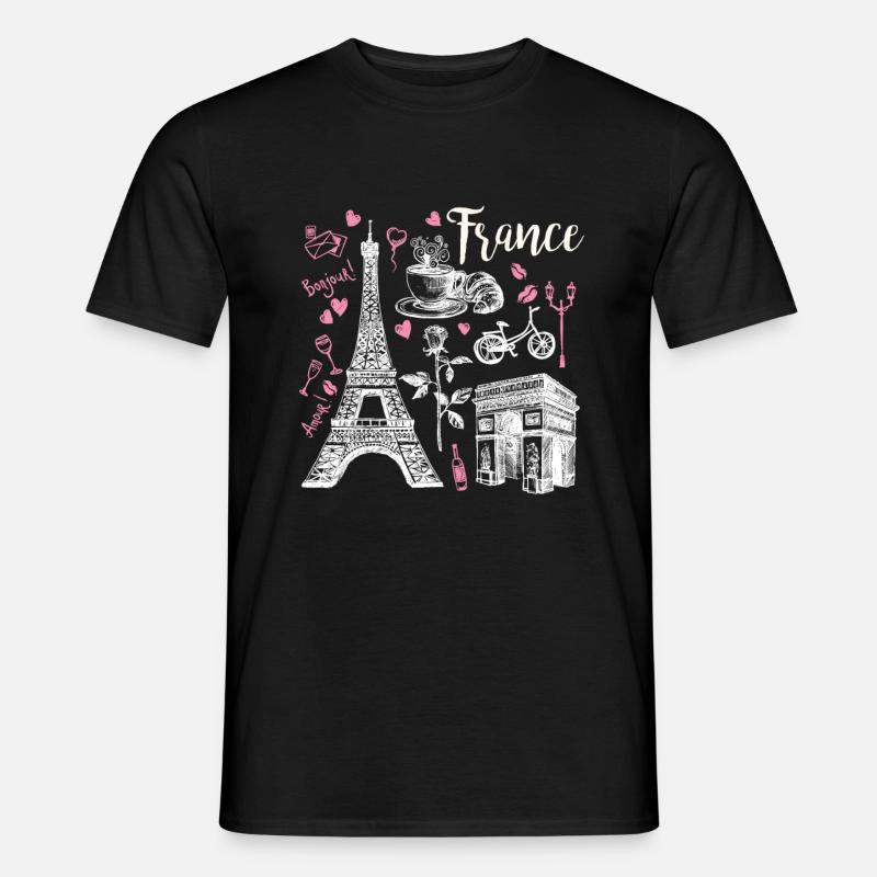 Frankreich Symbole Eiffelturm - Männer T-Shirt - Schwarz