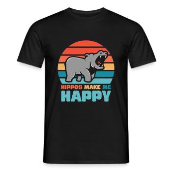 Hippopotame la chance - T-shirt homme - noir - Devant - AI Model Male 178 light (178cm)