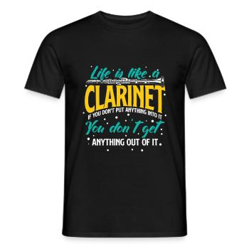 clarinet - Men's T-Shirt - black - Front - AI Model Male 178 light (178cm)