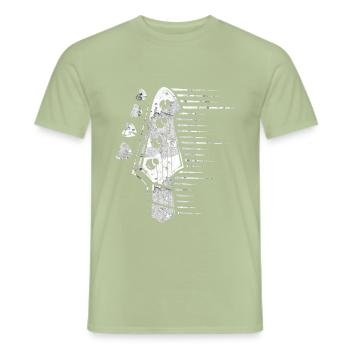 Son de guitare basse - T-shirt homme - vert sauge - Devant - AI Model Male 178 light (178cm)