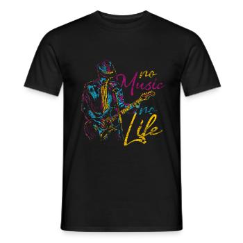 Vie de musique de guitare - T-shirt homme - noir - Devant - AI Model Male 178 light (178cm)