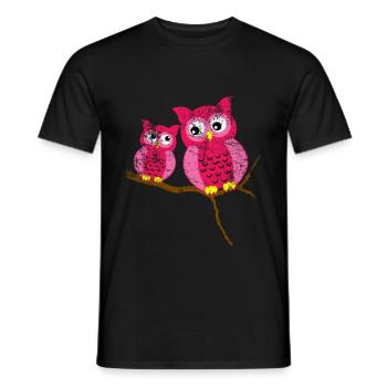 Owl Cute animal - Men's T-Shirt - black - Front - AI Model Male 178 light (178cm)