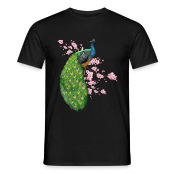 Blumen Pfau - Männer T-Shirt - Schwarz - Vorne - AI Model Male 178 light (178cm)
