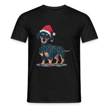 Dachshund Christmas - Men's T-Shirt - black - Front - AI Model Male 178 light (178cm)
