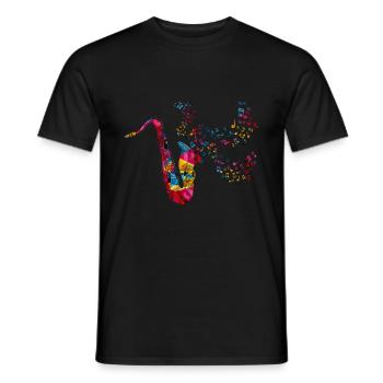 Instrument de musique saxophone - T-shirt homme - noir - Devant - AI Model Male 178 light (178cm)