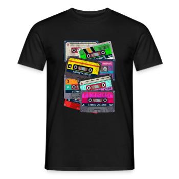 80er Kassette - Männer T-Shirt - Schwarz - Vorne - AI Model Male 178 light (178cm)