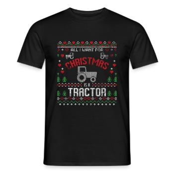 Tracteur de Noël Noël moche - T-shirt homme - noir - Devant - AI Model Male 178 light (178cm)