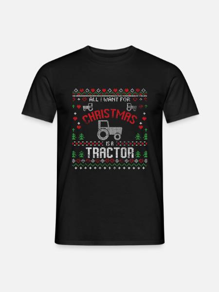 Christmas tractor farmer Ugly Christmas - Men's T-Shirt - black