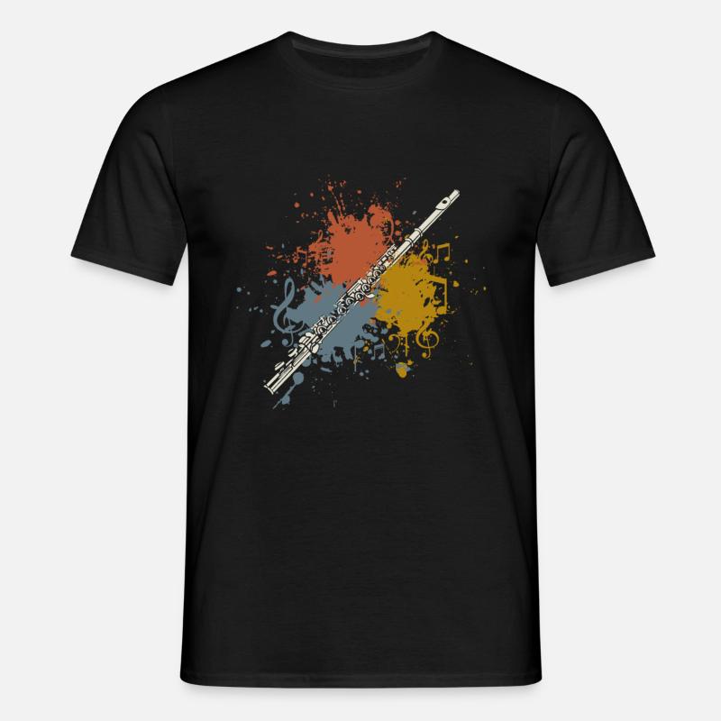 Querflöte retro - Männer T-Shirt - Schwarz