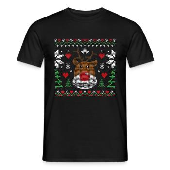 Ugly Christmas Rudolf - T-shirt homme - noir - Devant - AI Model Male 178 light (178cm)