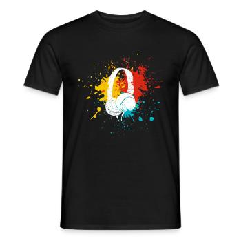 Écouteurs musique - T-shirt homme - noir - Devant - AI Model Male 178 light (178cm)