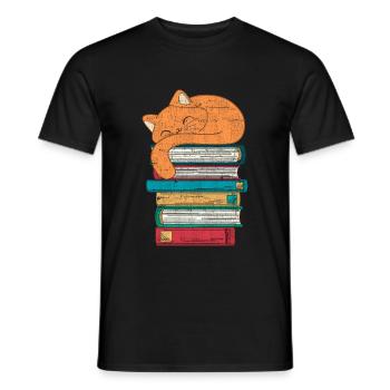 Livre Chat - T-shirt homme - noir - Devant - AI Model Male 178 light (178cm)