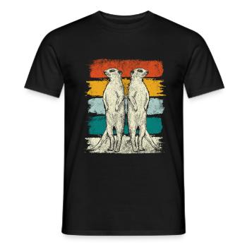 Retro Erdmännchen Tiere - Männer T-Shirt - Schwarz - Vorne - AI Model Male 178 light (178cm)