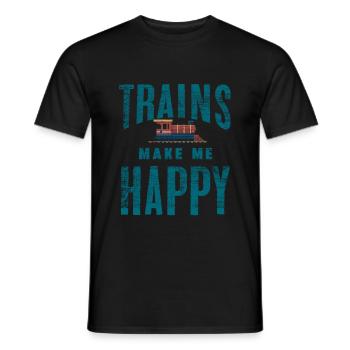 Trains de chemin de fer - T-shirt homme - noir - Devant - AI Model Male 178 light (178cm)