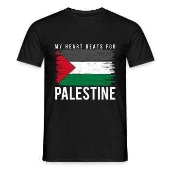 Palestine heart - Men's T-Shirt - black - Front - AI Model Male 178 light (178cm)