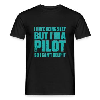 pilot - Men's T-Shirt - black - Front - AI Model Male 178 light (178cm)