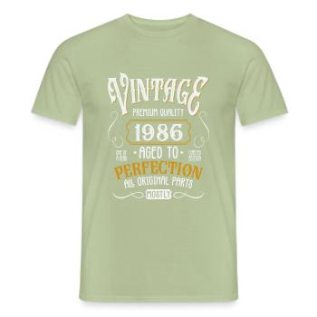 Anniversaire né en 1986 - T-shirt homme - vert sauge - Devant - AI Model Male 178 light (178cm)