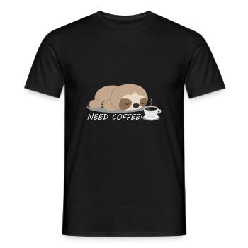 Sloth coffee animal - Men's T-Shirt - black - Front - AI Model Male 178 light (178cm)