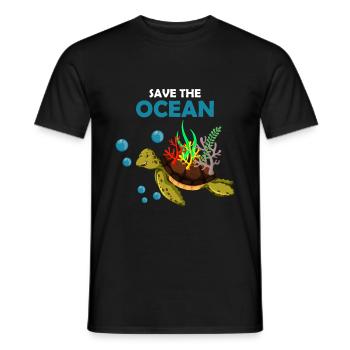 Turtle climate change - Men's T-Shirt - black - Front - AI Model Male 178 light (178cm)