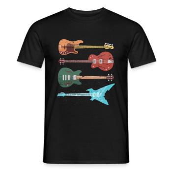 Bass guitar rock music - Men's T-Shirt - black - Front - AI Model Male 178 light (178cm)