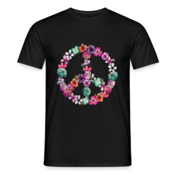 Peace flowers - Men's T-Shirt - black - Front - AI Model Male 178 light (178cm)