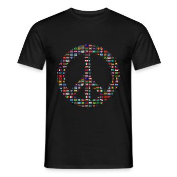 Signe de paix des années 70 - T-shirt homme - noir - Devant - AI Model Male 178 light (178cm)