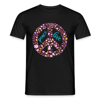 Paix Flower Power - T-shirt homme - noir - Devant - AI Model Male 178 light (178cm)