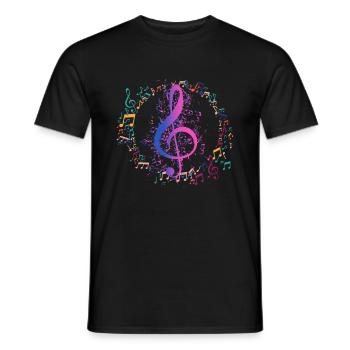 Clef music bass clef - Men's T-Shirt - black - Front - AI Model Male 178 light (178cm)