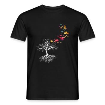 Bird flying nature - Men's T-Shirt - black - Front - AI Model Male 178 light (178cm)