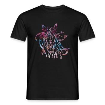 Pferd Reiter Tier - Männer T-Shirt - Schwarz - Vorne - AI Model Male 178 light (178cm)